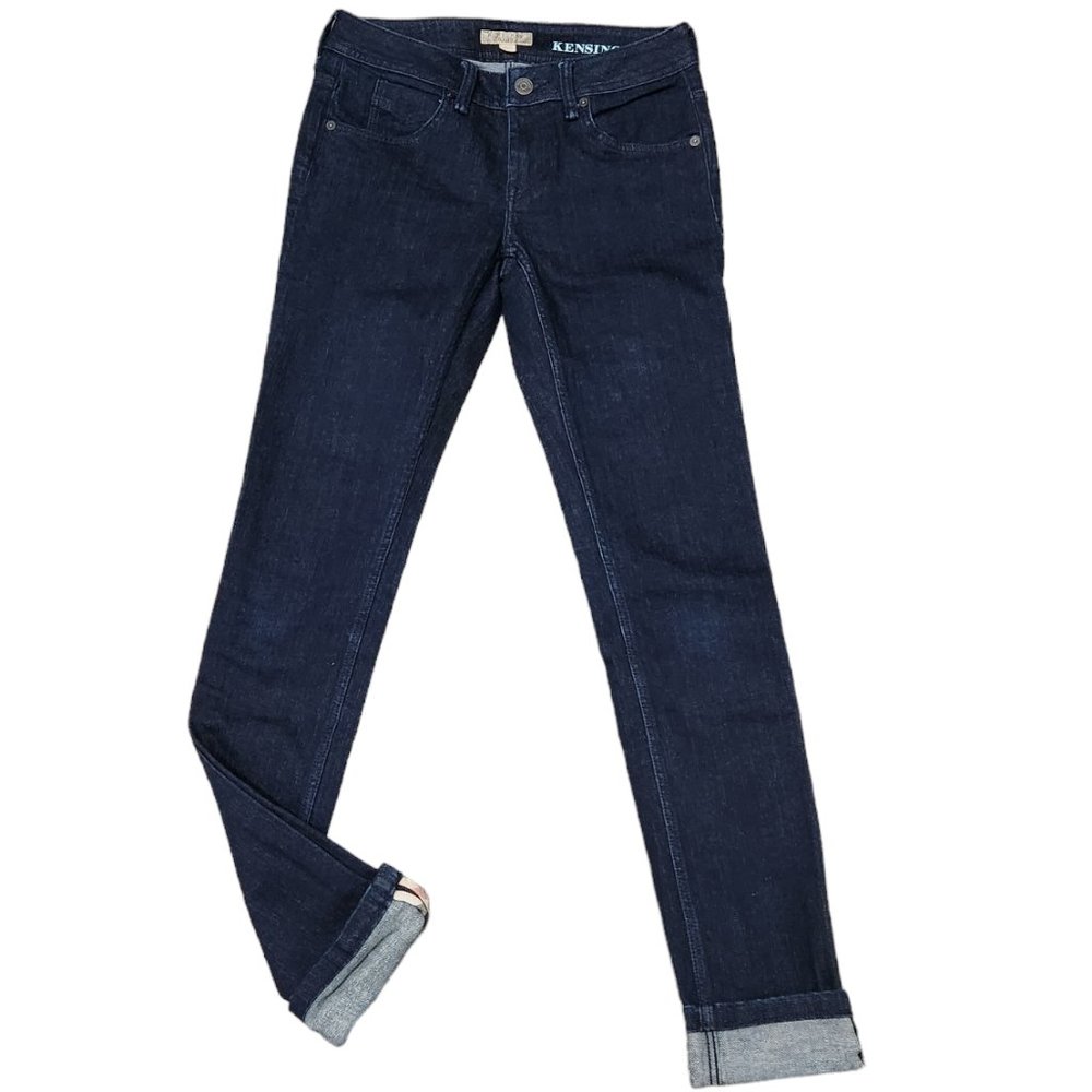 Burberry Brit Women’s Skinny Slim Kensington Mid-Rise Dark Wash Denim Size 24 - Picture 2 of 13